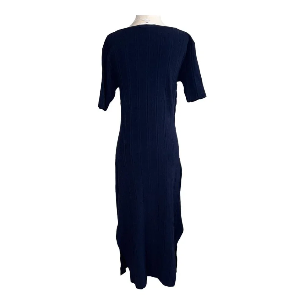 FRAME Twist Front Knit Ribbed Midi Sweater Dress - Picture 5 of 6